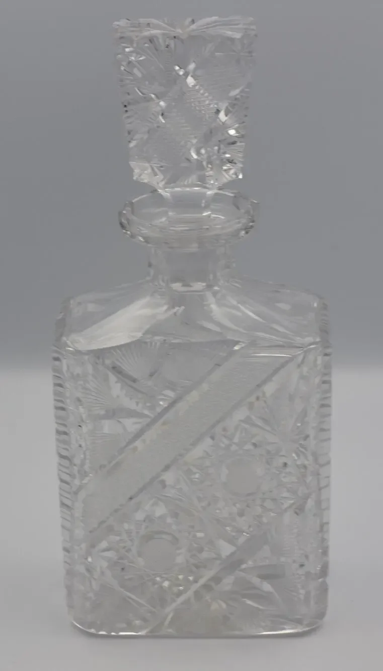 1901c. Hand Cut American Brilliant Period Crystal Liquor Wine Decanter / Carafe